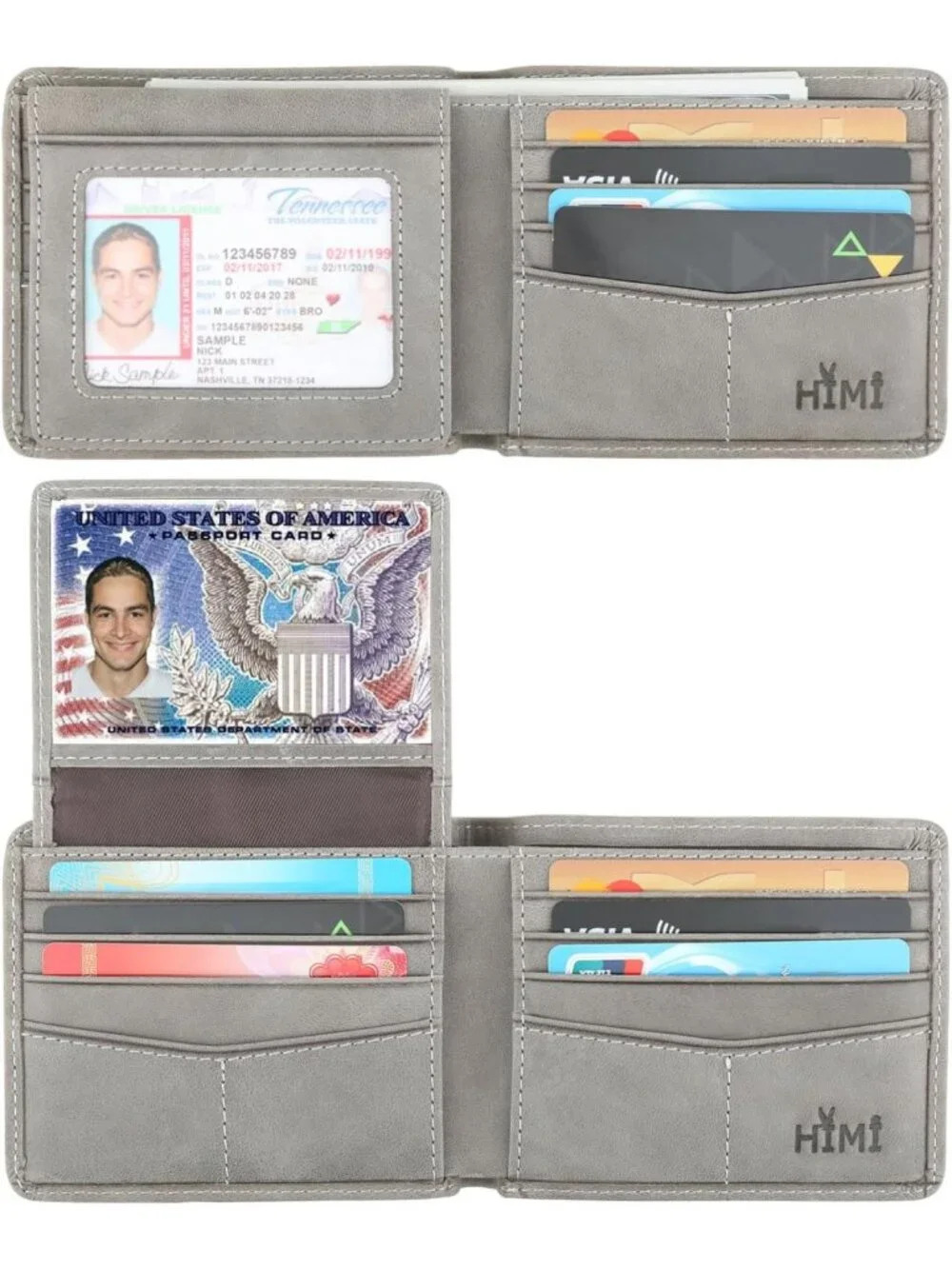Stylish Genuine Leather Bifold Wallet for Men - RFID Blocking, 2 ID Windows